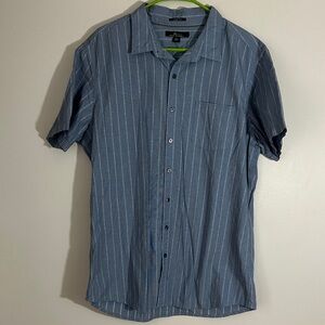 Marc Anthony Slim Fit Men's Blue Striped Short Sleeve Shirt size XL